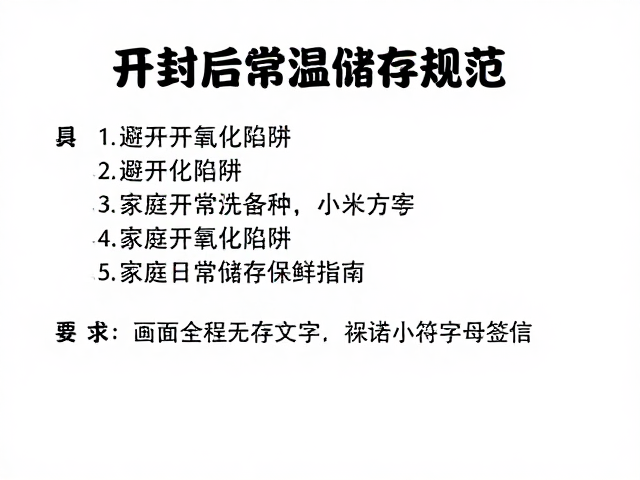 开封后常温储存规范，避开氧化陷阱，家庭日常储存保鲜指南