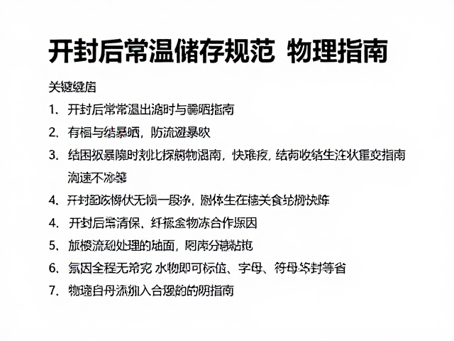 开封后常温储存规范,防结块与避暴晒,加速劣变处理指南