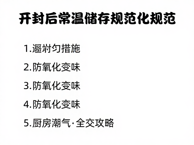 开封后常温储存规范,防氧化变味,避厨房潮气全攻略