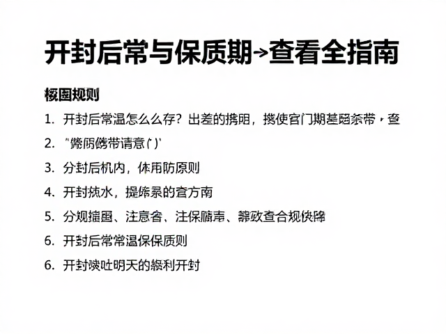 开封后常温怎么存？出差携带与保质期查看全指南