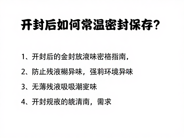 开封后如何常温密封保存？防止残液吸潮异味，规范储存指南