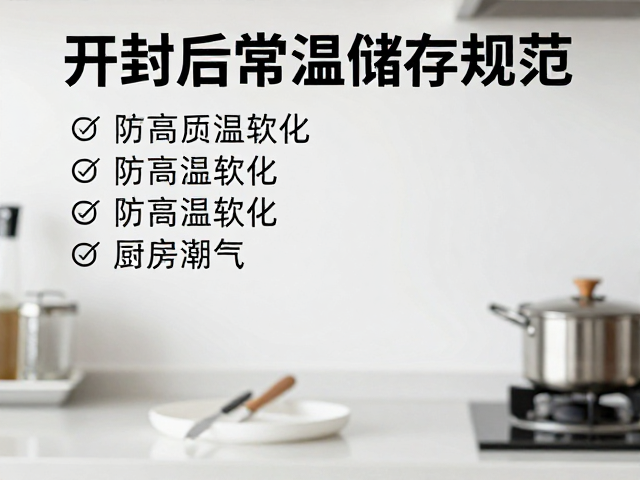 开封后常温储存规范,防高温软化,避厨房潮气