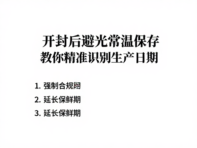 开封后避光常温保存,教你精准识别生产日期,延长保鲜期