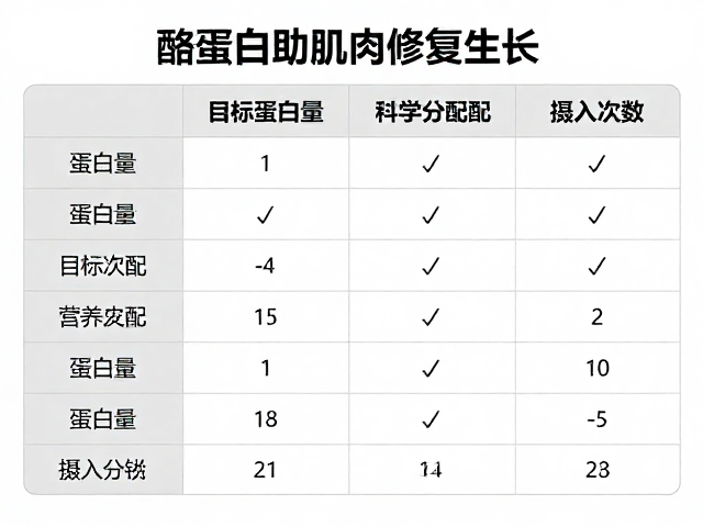 酪蛋白助肌肉修复生长,如何按目标蛋白量科学分配摄入次数