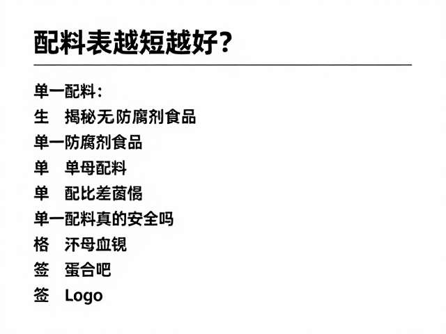 配料表越短越好?揭秘无防腐剂食品,单一配料真的更安全吗