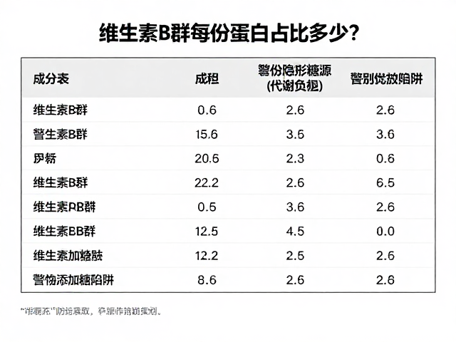 维生素B群每份蛋白占比多少?警惕添加糖陷阱