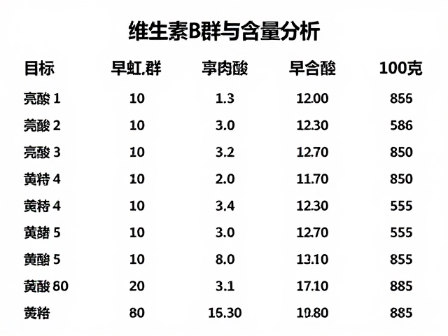维生素B群与亮氨酸含量,每100克详细数据解析