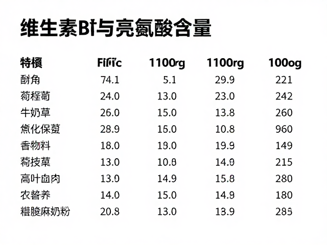 维生素B群与亮氨酸含量,每100克详细数据解析