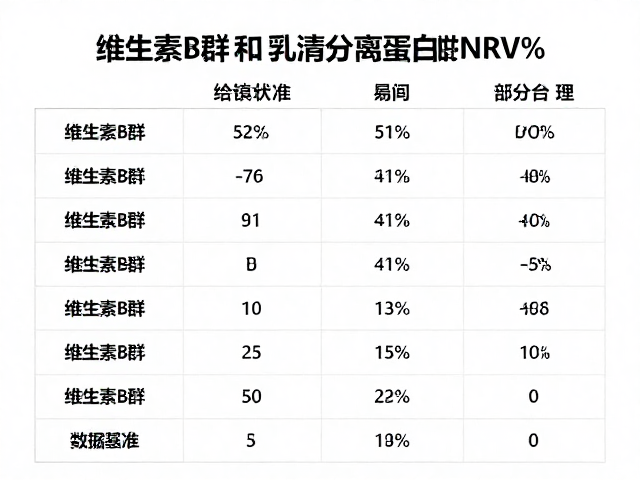 如何计算维生素B群和乳清分离蛋白的NRV%？