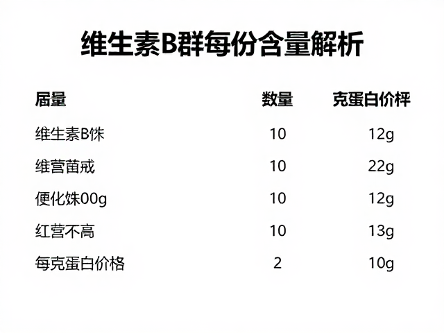 维生素B群每份含量解析，如何计算每克蛋白价格？