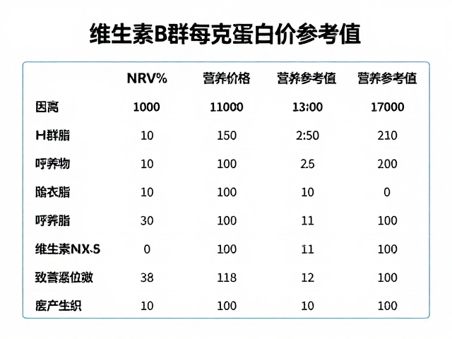 维生素B群每克蛋白价格多少？详解NRV%营养参考值