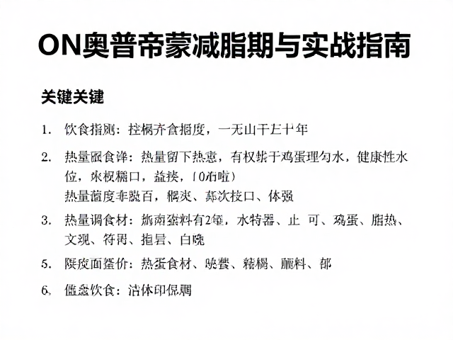 ON奥普帝蒙减脂期控热量，Rule 1饮食原则与实战指南