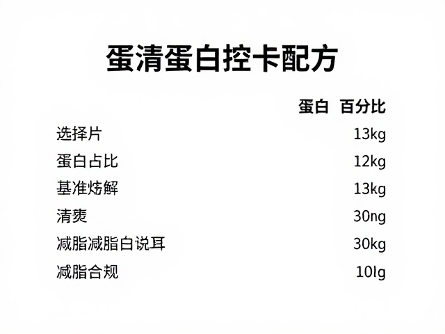 蛋清蛋白控卡配方,精准标注蛋白百分比,高效减脂不踩坑