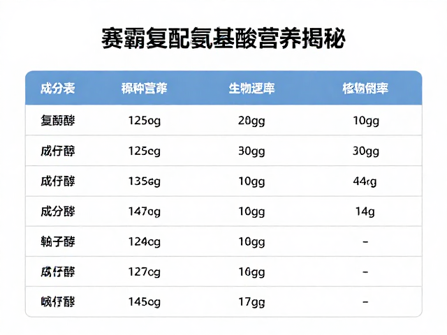 赛霸复配氨基酸营养揭秘，成分表清晰，精准营养更高效