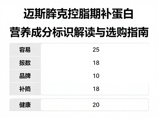 迈斯朋克控脂期补蛋白,营养成分标识解读与选购指南