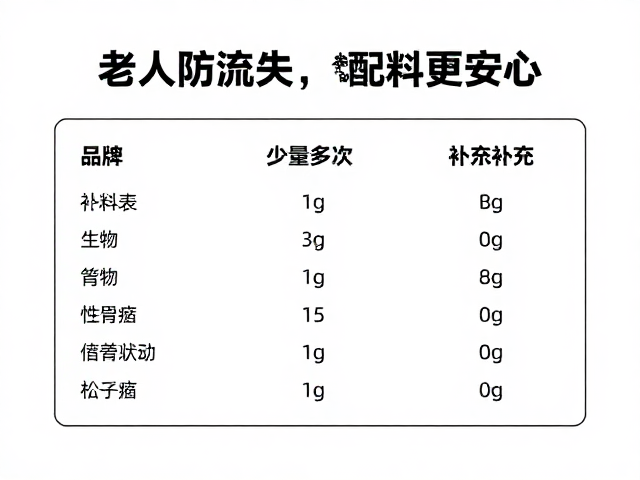 老年人防流失，配料表简洁，少量多次补充更安心