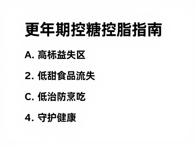 更年期控糖控脂指南,选低甜食品防流失,守护健康