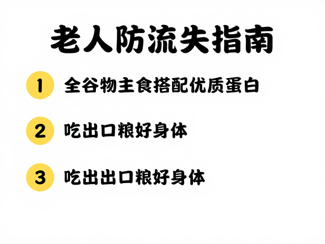 老年人防流失指南,全谷物主食搭配优质蛋白,吃出口粮好身体