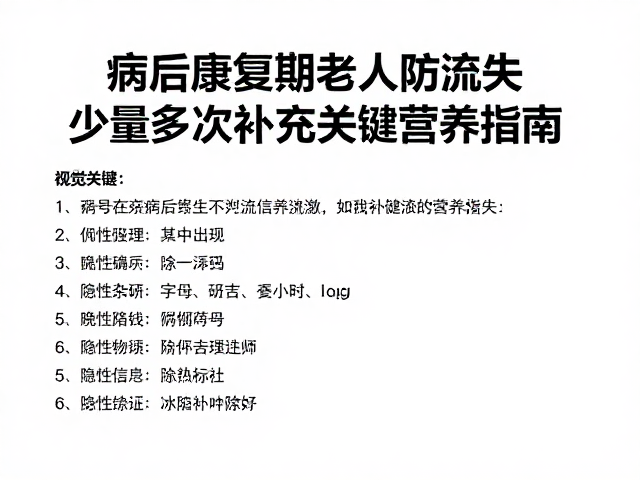 病后康复期老年人防流失，少量多次补充关键营养指南