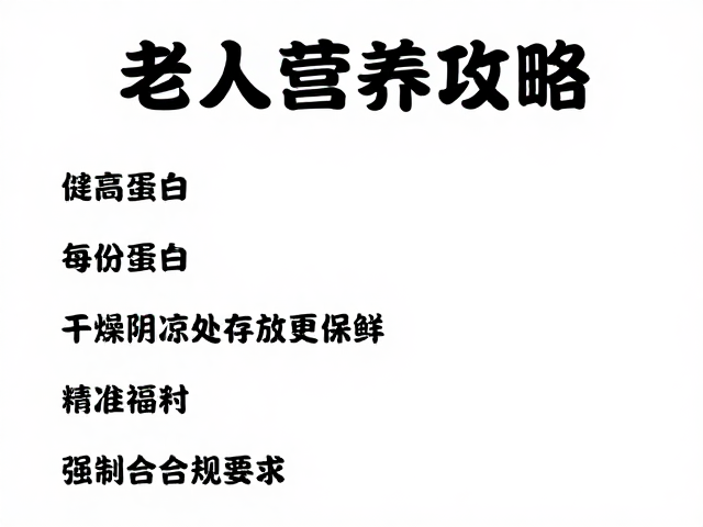 老年人营养攻略，每份高蛋白，干燥阴凉处存放更保鲜