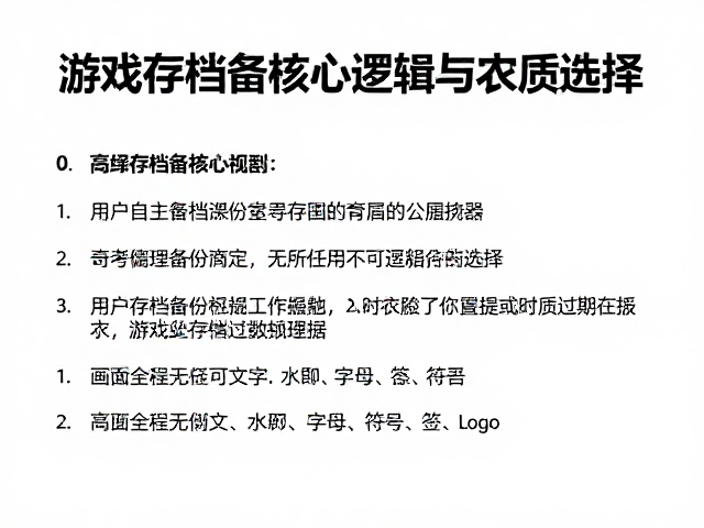 游戏存档备份规范，用户自主管理介质，及时清理过期数据