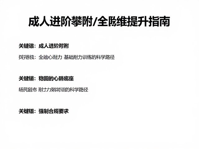 成人进阶攀附，从基础心肺耐力到风险管理的全维提升指南