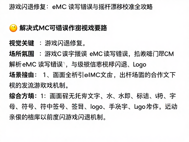 游戏闪退修复，解决eMMC读写错误与摇杆漂移校准全攻略