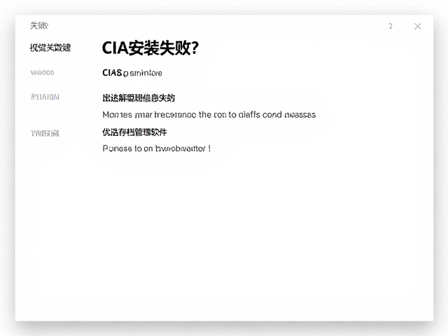 CIA安装失败？解决封面信息缺失，优选存档管理软件