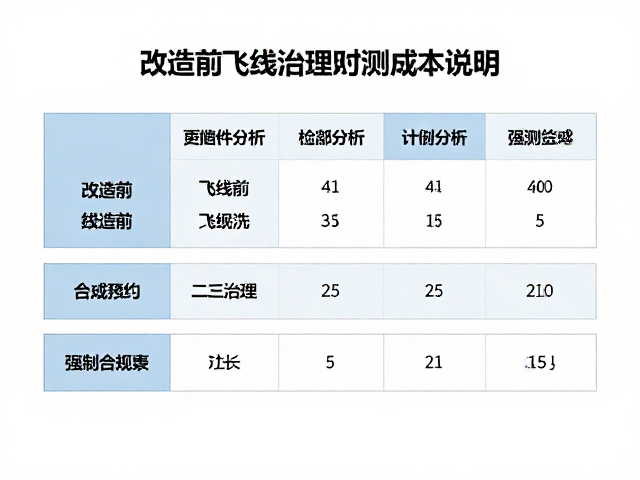 改造前飞线及配件更换检测成本说明