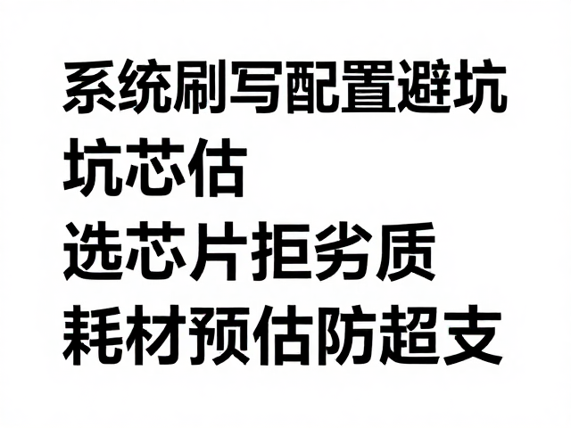 系统刷写配置避坑，选芯片拒劣质，耗材预估防超支