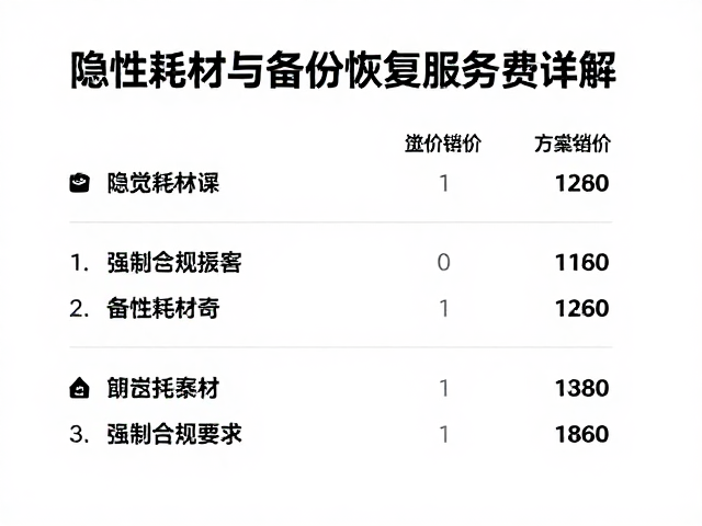 隐性耗材与备份恢复服务费详解，按方案组合计价省钱攻略