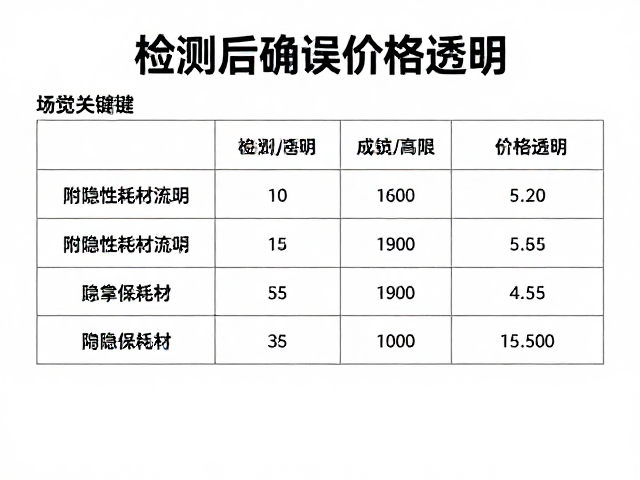 检测后确认价格透明，附隐性耗材成本说明与系统维护支持