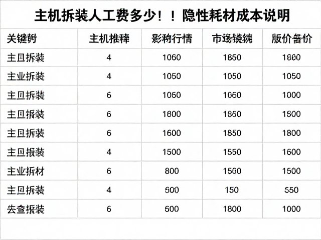 主机拆装人工费多少？隐性耗材成本说明（附各型号版本报价）