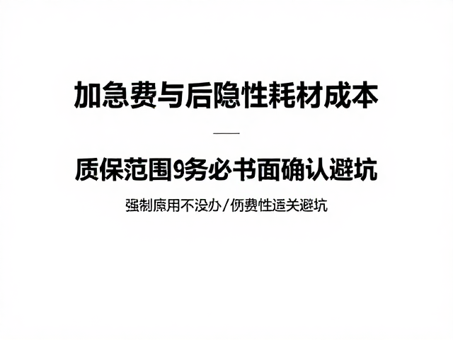 加急费与隐性耗材成本？质保范围务必书面确认避坑