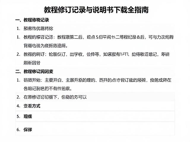 新手玩家必看，教程修订记录与说明书下载全指南