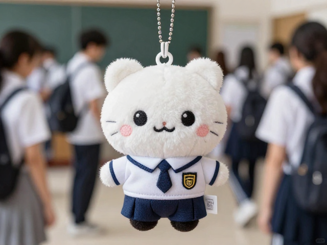 高萌刺绣表情迷你挂件!校园制服主题毛绒公仔,学生党必备