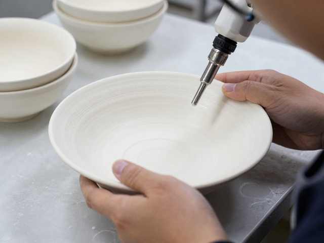 陶瓷高温釉面印花工艺，烤花图案避开握持区，提升产品安全与美观