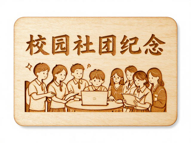 校园社团纪念定制，原木激光精雕，授权图稿，打造专属文创礼品