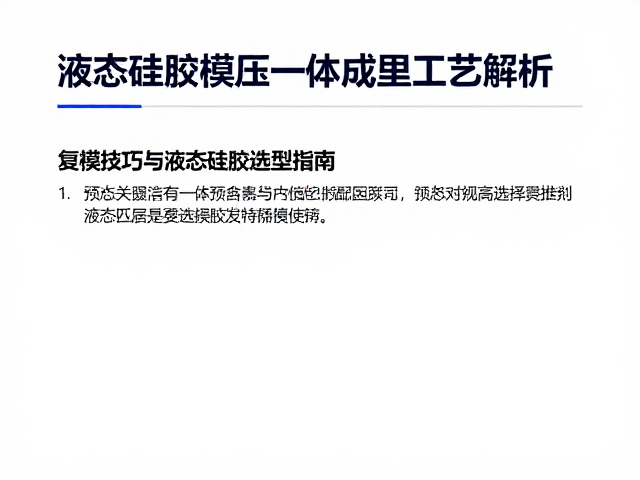 液态硅胶模压一体成型工艺解析，复模技巧与液态硅胶选型指南
