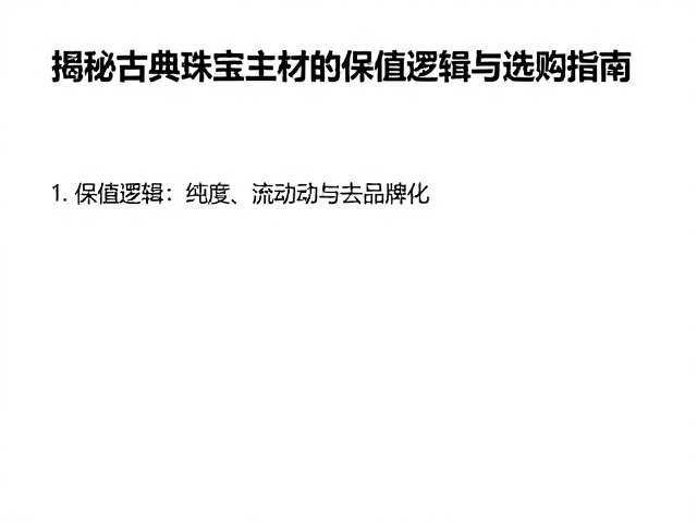 足金按克计价,揭秘古典珠宝主材的保值逻辑与选购指南
