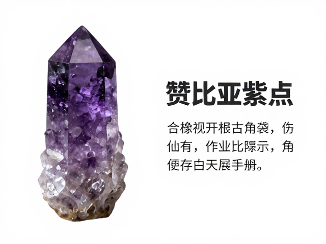 赞比亚紫水晶柱状晶体,天然矿标收藏指南与鉴赏要点