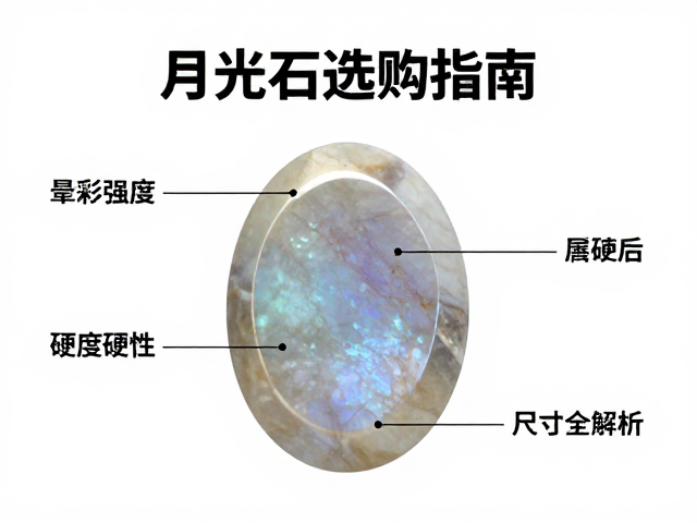 月光石选购指南,晕彩强度、硬度与尺寸全解析