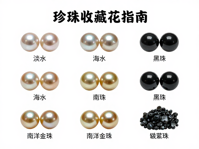 珍珠收藏指南，淡水、海水、南洋金珠与黑珠鉴赏，煤精搭配展示技巧