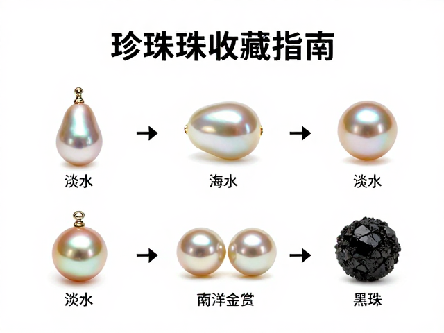 珍珠收藏指南,淡水、海水、南洋金珠与黑珠鉴赏,煤精搭配展示技巧