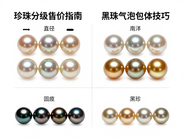 珍珠分级定价指南,淡水珠、南洋金珠与黑珍珠气泡包体鉴别技巧