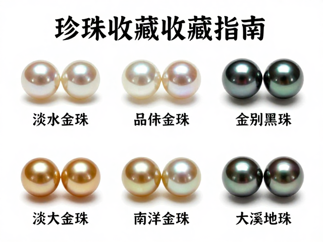 珍珠收藏指南,淡水珠、南洋金珠与大溪地黑珠的展示与鉴别