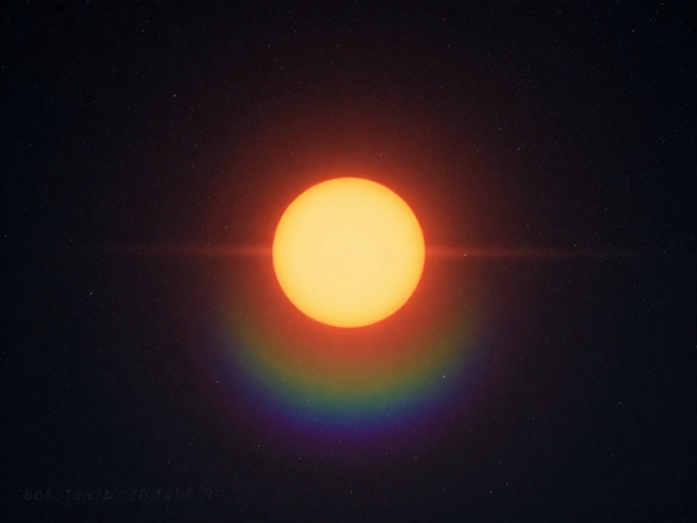 星夜下的太阳与虹彩反光,揭秘绝美光影视觉盛宴
