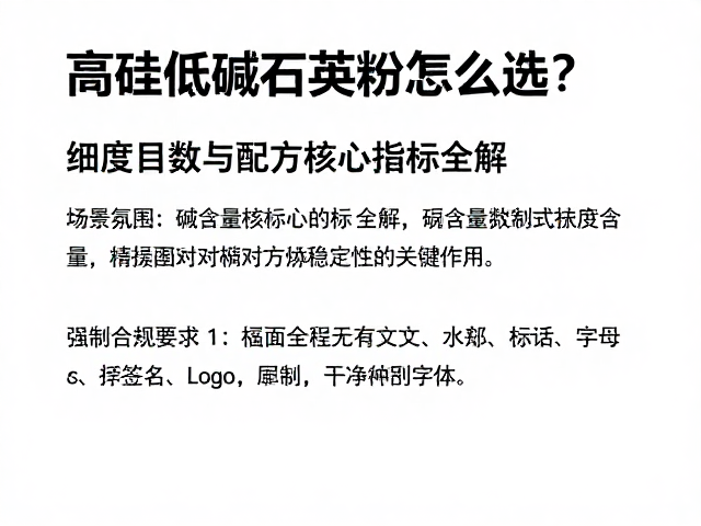 高硅低碱石英粉怎么选?细度目数与配方核心指标全解