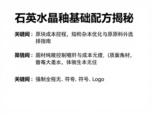 石英结晶釉基础配方揭秘，熔块成本优化与原料选择指南