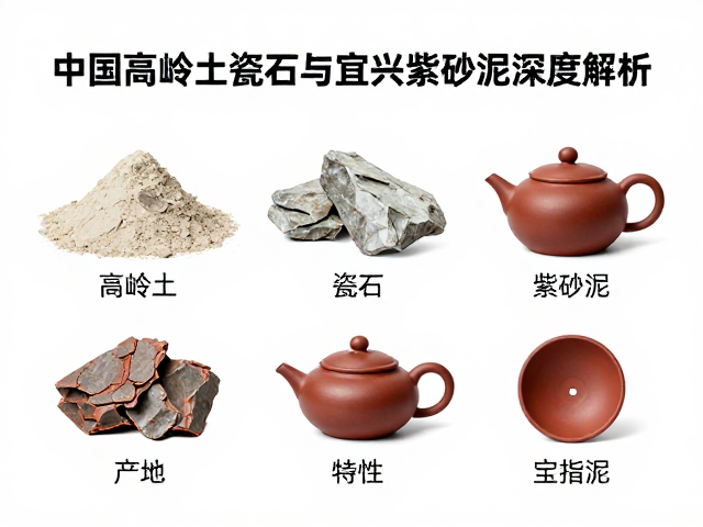 中国高岭土、瓷石与宜兴紫砂泥深度解析，产地、特性与应用全指南